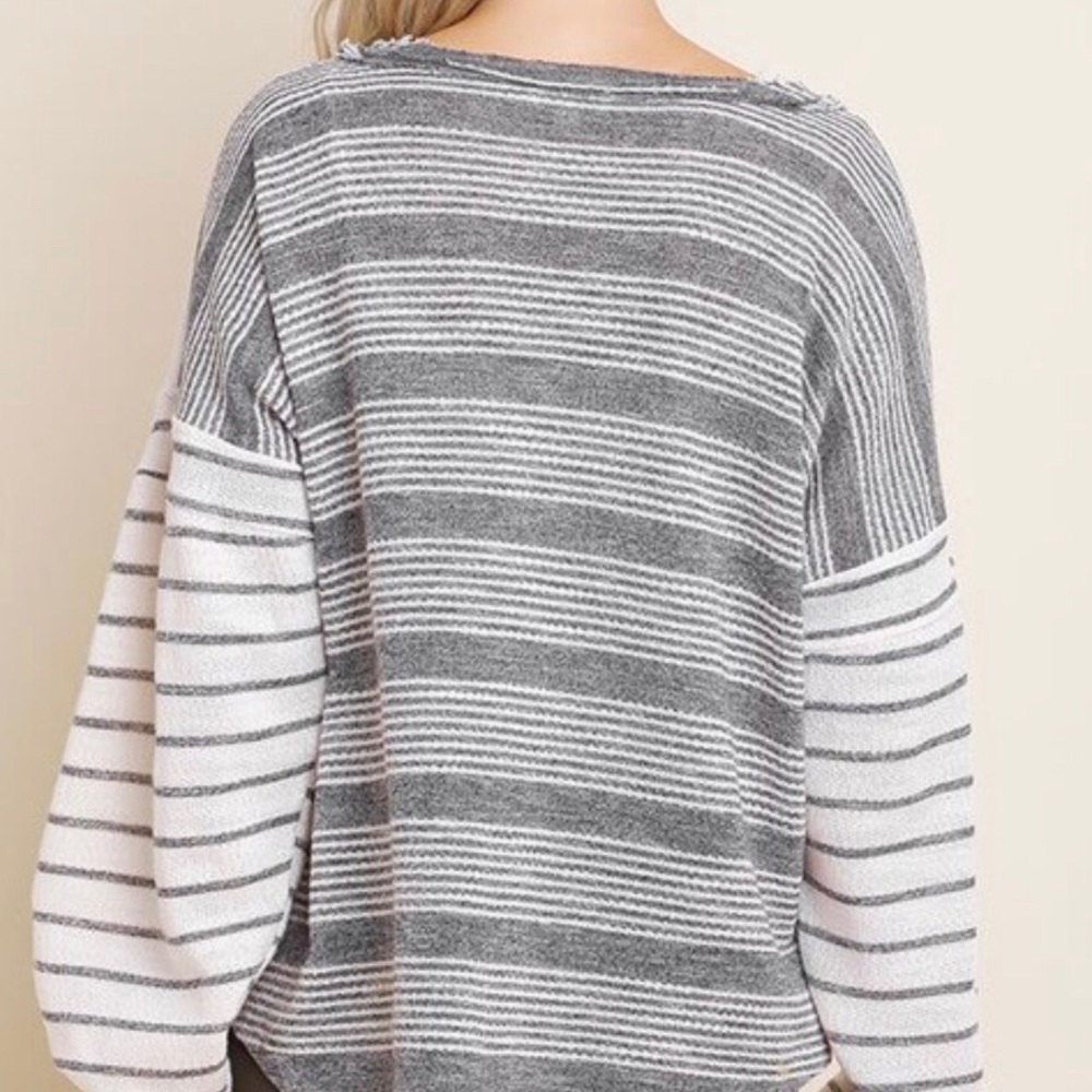 MAROON STRIPED TOP - Picture 6 of 8